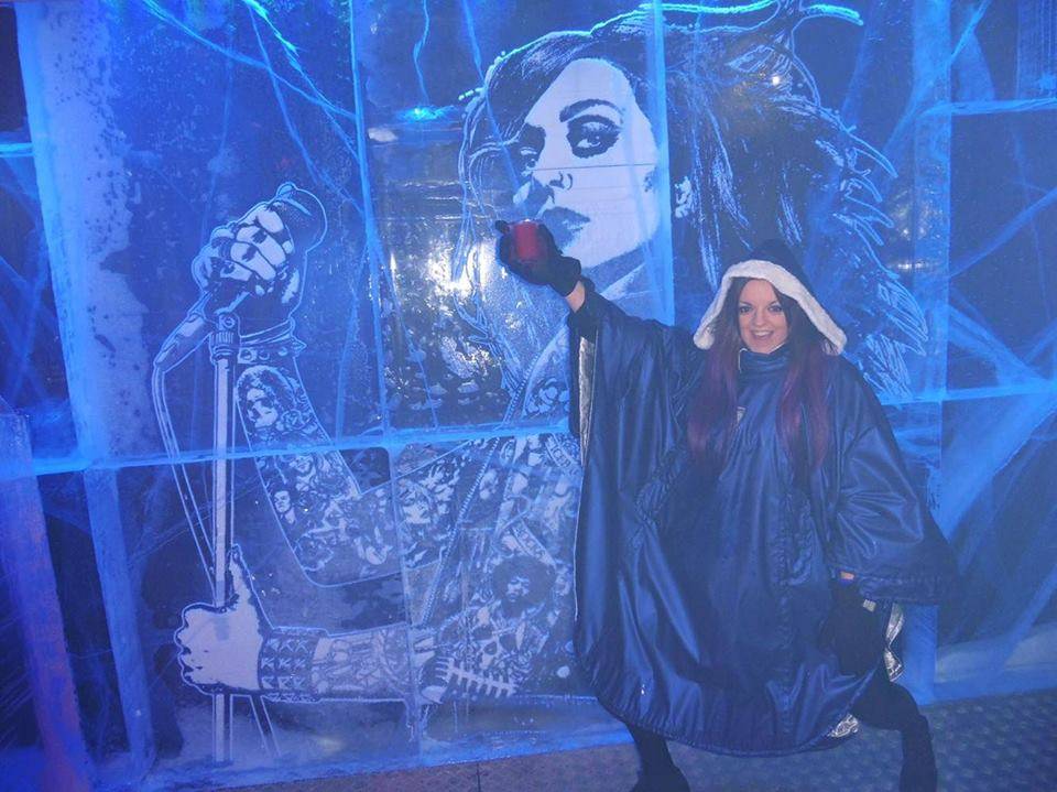 Lunging in front of some Ice Wall Art @ Ice Bar, London