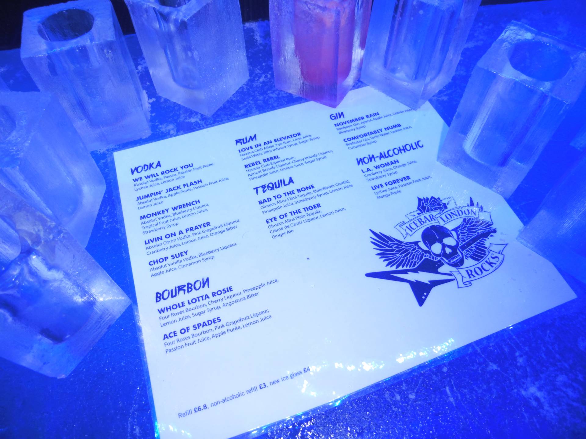 Cocktail Menu @ Ice Bar, London