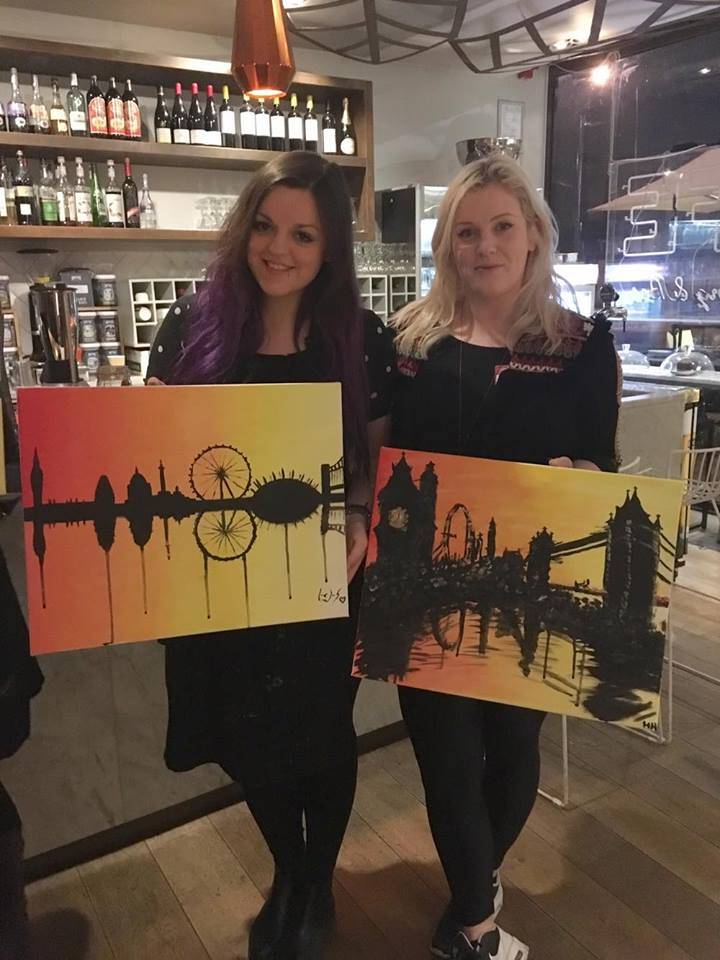 Our paintings! Yelp & Pop Up Painting @ Urban Meadow, London