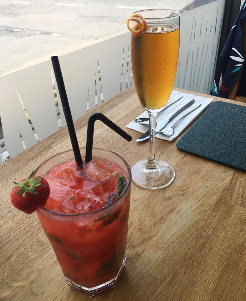 Cocktails: fresh strawberry Mojito & Pimms Royale @ rootcandi, Western Road, Brighton